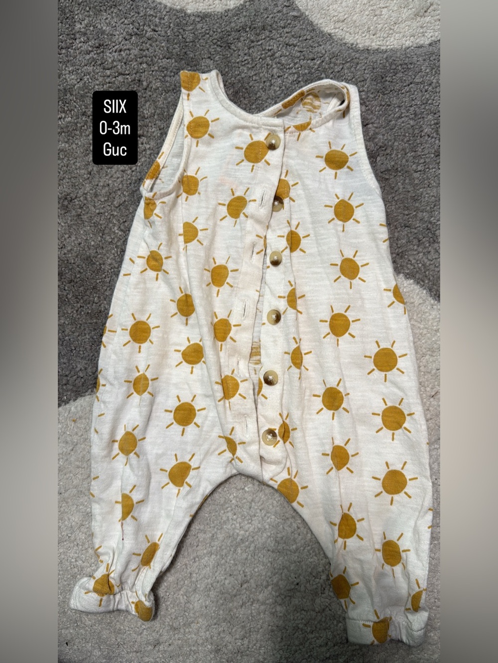 SIIX Baby Sun Print One-Piece Romper in Mustard Yellow